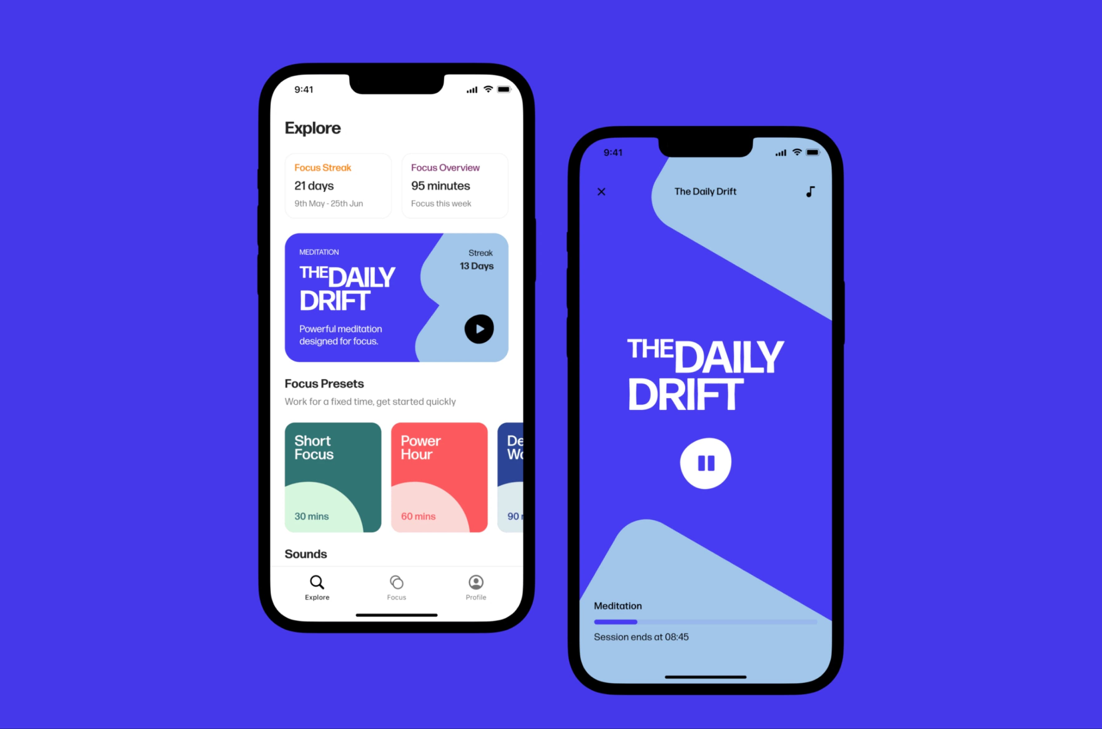 An interface of the Drift iOS App showing the home screen with the explore section